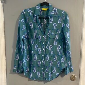 ROLLER‎ RABBIT Teal Paisley Button-Up Shirt XS
